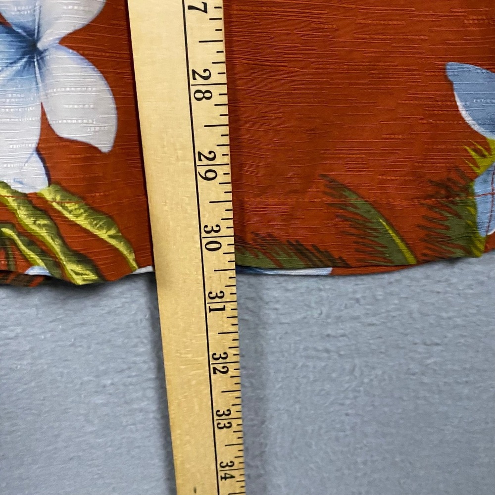 Tommy Bahama Mens Large 100% Silk Orange Tropical Hibiscus Palm Camp Shirt L - Picture 6 of 6